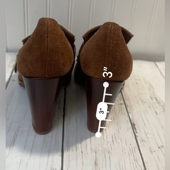 Kork-Ease Brown Suede Heeled Oxford Shoes Fringe and Buckle Women’s Size 6.5M - Picture 7 of 12
